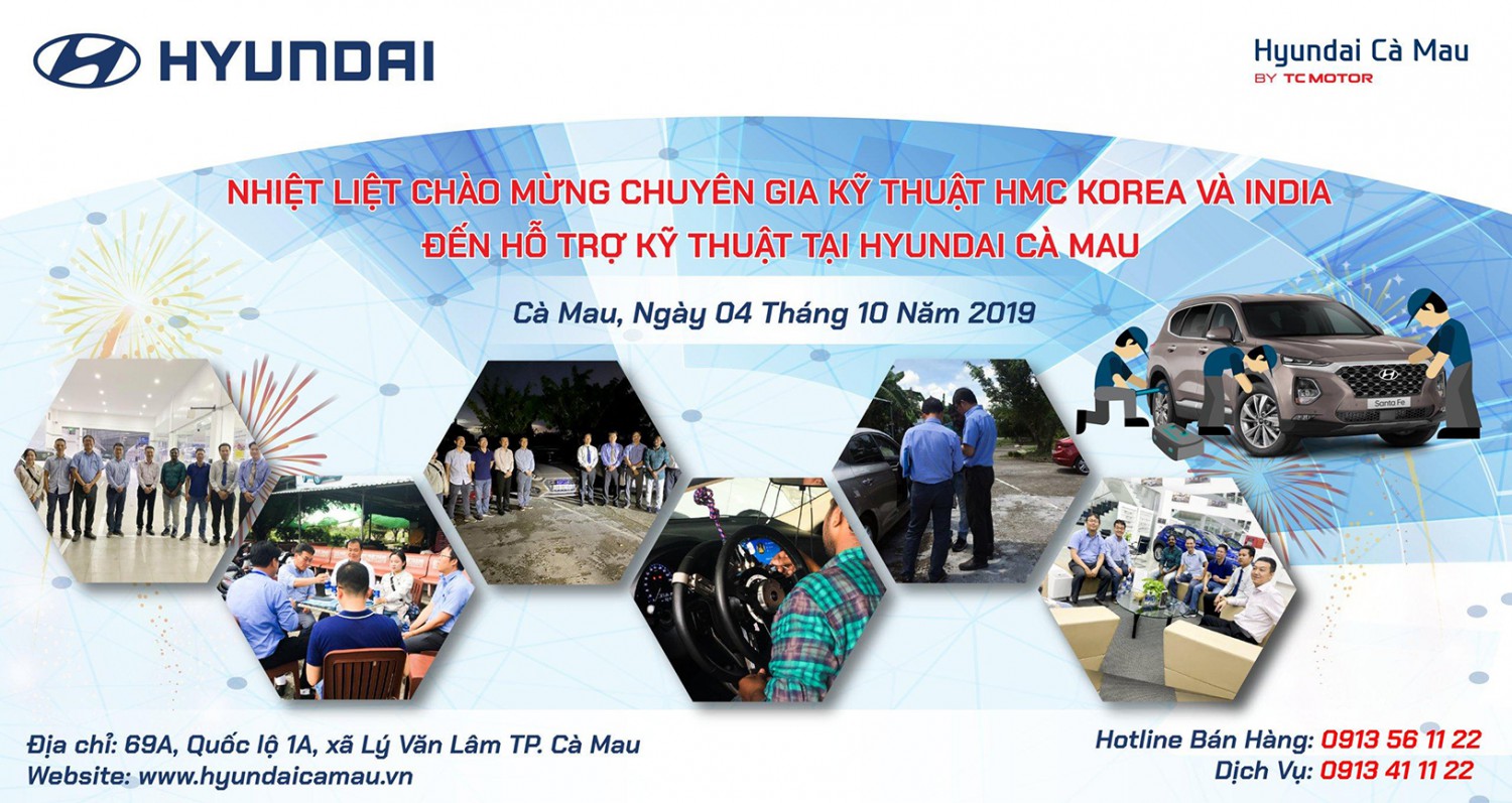 HYUNDAI CÀ MAU mời đoàn chuyên gia HMC KOREA - INDIA hỗ trợ xe Accent 69A-06164 giảm trợ lực lái