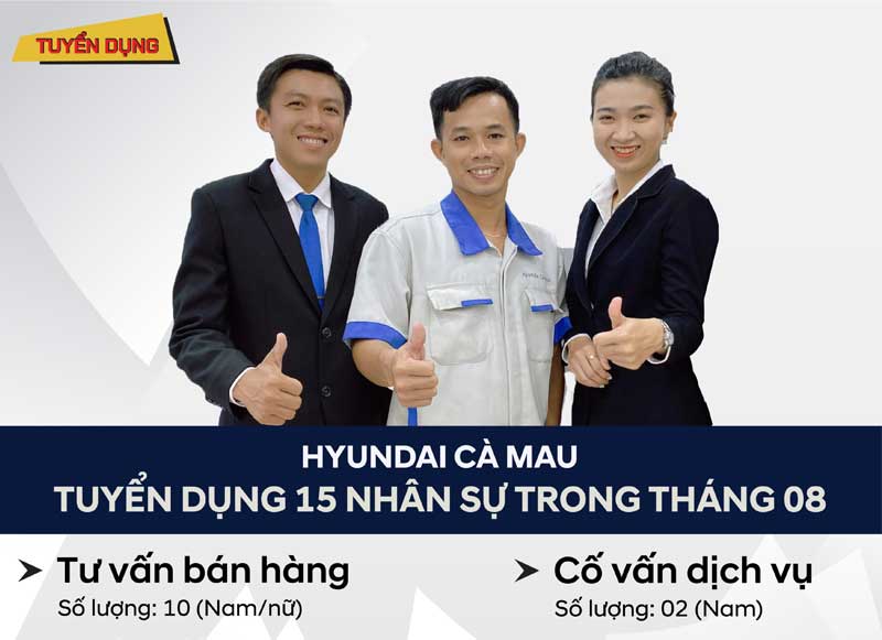 Hyundai Cà Mau tuyển dụng nhân sự tháng 8