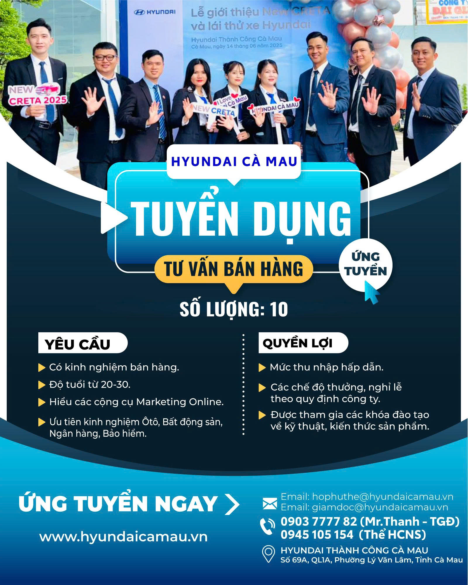 HYUNDAI THÀNH CÔNG CÀ MAU TUYỂN DỤNG NHÂN SỰ – THÁNG 07