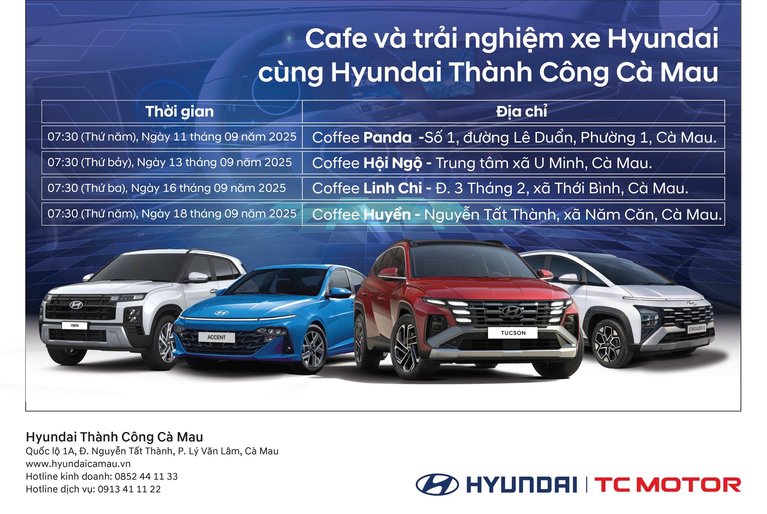 CAFE VÀ TRẢI NGHIỆM XE HYUNDAI CÙNG HYUNDAI THÀNH CÔNG CÀ MAU
